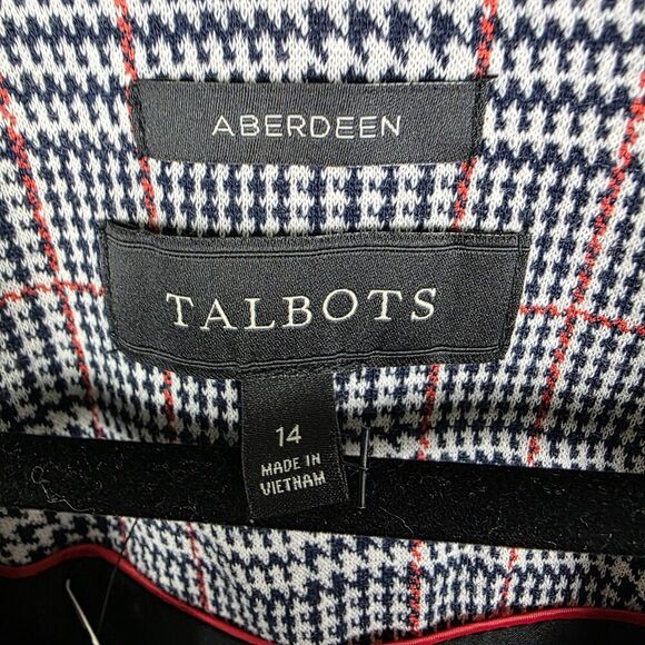 Talbots Aberdeen Blazer Jacket Womens 14 Houndstooth Plaid Knit Cotton Blend - Picture 3 of 6